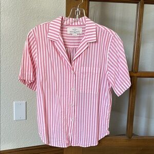 Birds of Paradise by Trovata Camp Button Up Top XS Pink/White Stripes